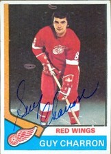 Guy Charron autographed Hockey Card (Detroit Red Wings) 1974 Topps #57