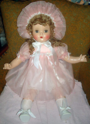 Lined Organdy Baby Dress w/bonnet 4 colors w/cotton lace no doll by RubieMae