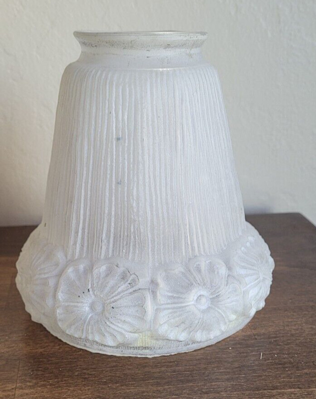 Antique Art Nouveau Arts Crafts Floral Glass Lamp Light Shade, 1920's