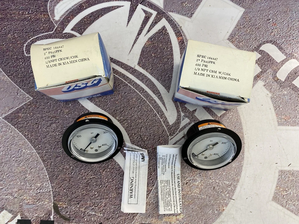 USG P845FFK Pressure Gauge 0-400PSI Conn. 1/8” NPT CBMW/CHK Size 2” Qty 2  - Image 3 of 4