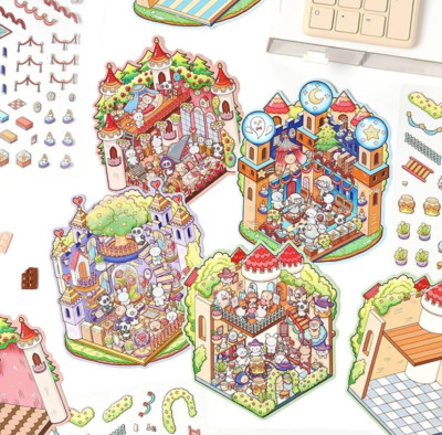 Castle Collection - 3D Miniature Landscape Sticker Scene - 12 Pieces per Pack: 4
