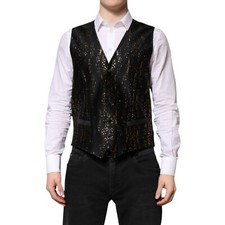 DOLCE & GABBANA Vest Black Lurex Dress Formal Men Waistcoat IT50/US40/L 1200usd
