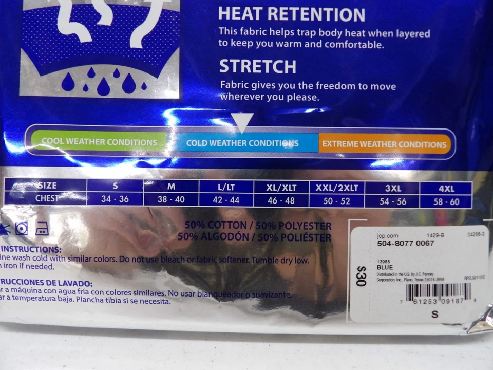 Men's St John's Bay Cold Performance Blue Thermal Top Size Small - Image 3 of 3