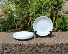 Set of 8 Corelle Friendship Bread Dessert Plates 6.75" Pastel Pink Blue Green