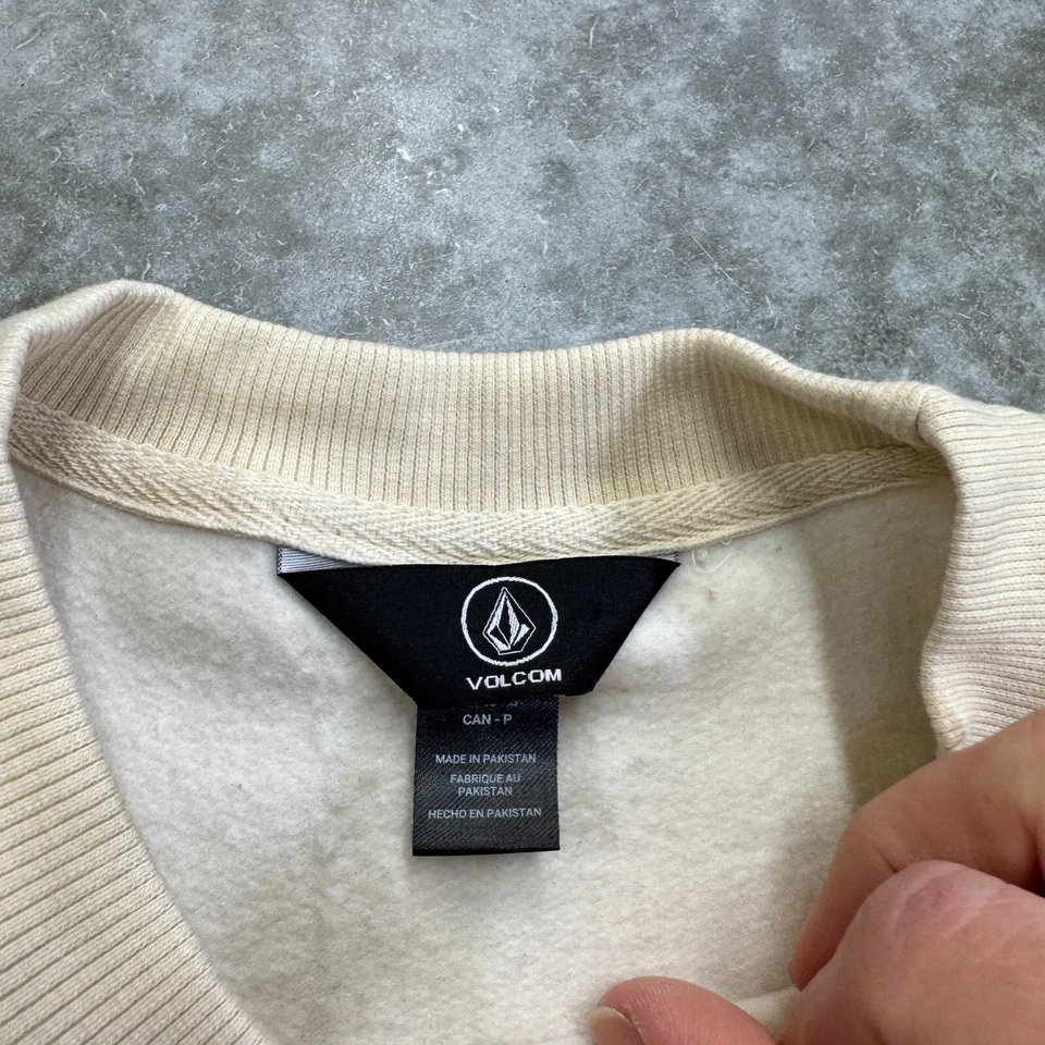 Volcom Stone Sudadera Adulto S Pequeña Playa Bum Logo Cuello Redondo Beige Skate Surf Foto 3 de 4