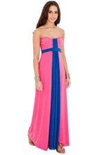 New Maxi Dress Contrast Pink Blue – Long Cocktail Sundress Evening Gown