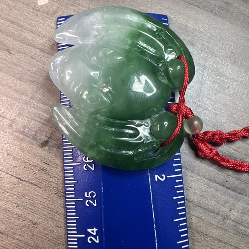 Fine Carved White And Green Jadeite Jade Fu Bat Pendant Carving - Picture 12 of 12