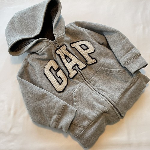 BABY GAP Gray Hoodie Coat size 4 Toddler, warm and thick with fleece-like lining - Picture 2 of 10