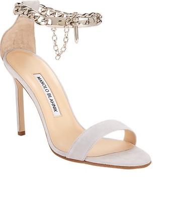 Sandales à Talons Manolo Blahnik CHAOS - Chaîne Gris Colombe, Pointure 37