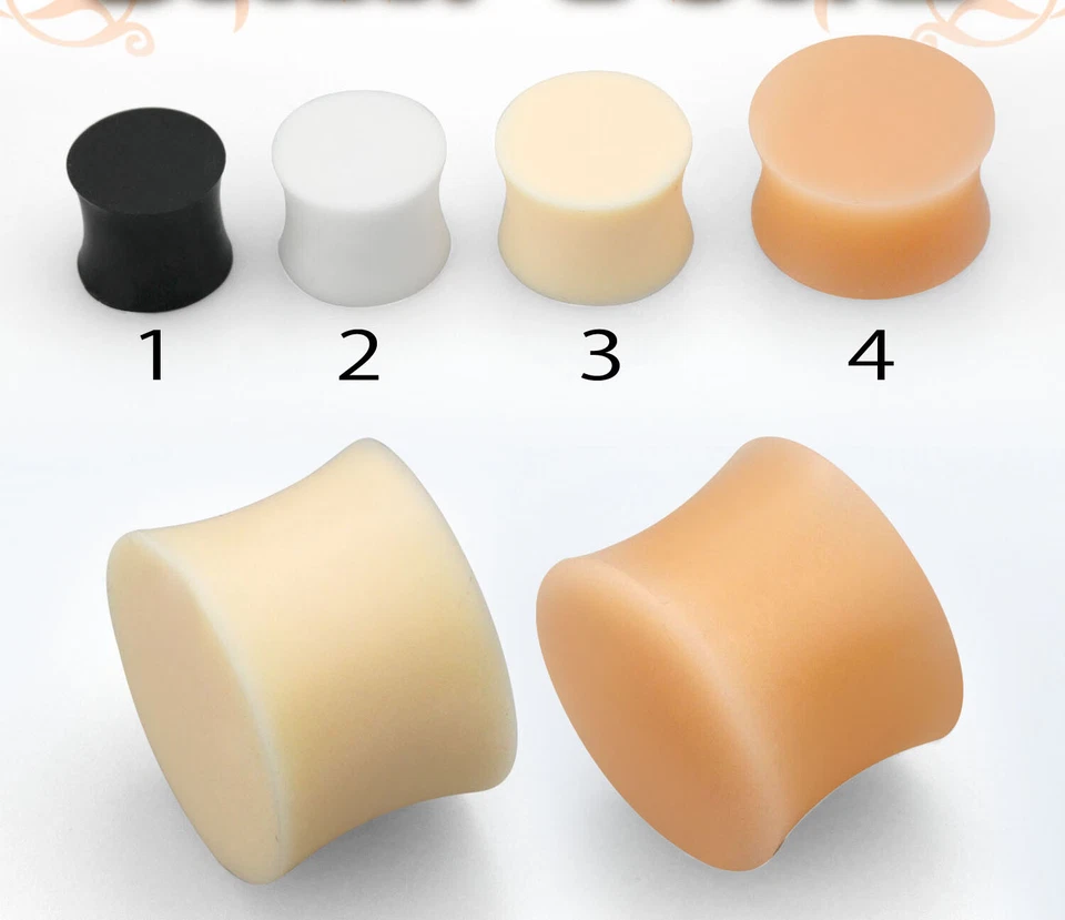 Par de lóbulos de oreja medidor de oreja de silicona de color sólido de doble llamarada 8 g-13/16 Foto 2 de 2