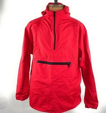 VTG LL Bean Red Anorak Jacket Pullover Half Zip Hooded Mens Medium Made in USA