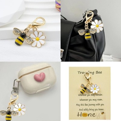 Sparkling Honeybee Keychain Stylish Metal Construction Cute Practical Jewelry