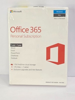 Microsoft Office 365 Personal 1 User 1 Year Subscription Windows/ Mac New Sealed