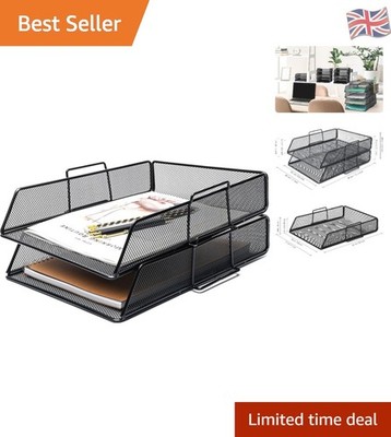 Schicke schwarze Schreibtisch Organizer - 2er Pack A4 Papier Sortierer Fächer für effizientes Arbeiten