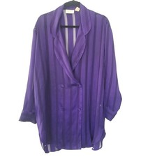 Vintage Victorias Secret Gold Label Satin Striped Pajamas Night Shirt Sz M Sleep