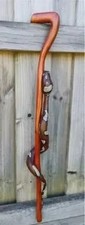 Wooden walking stick hand carved cobra Snake handmade wooden walking cane