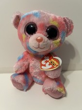 TY Beanie Boos FRANKY 6” Tie Dye Multi Colored Bear 2017 Free Shipping With Tag