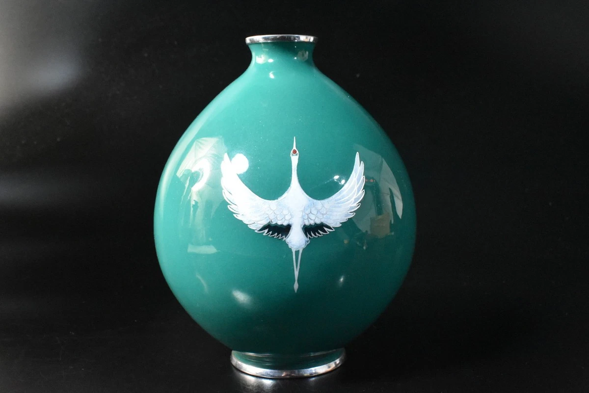 绿色景泰蓝日本古董花瓶| eBay