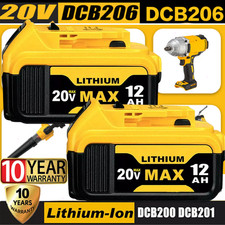2Pack 12.0AH For DeWalt 20V 20 Volt Max XR Lithium Ion Battery DCB206-2 DCB205-2