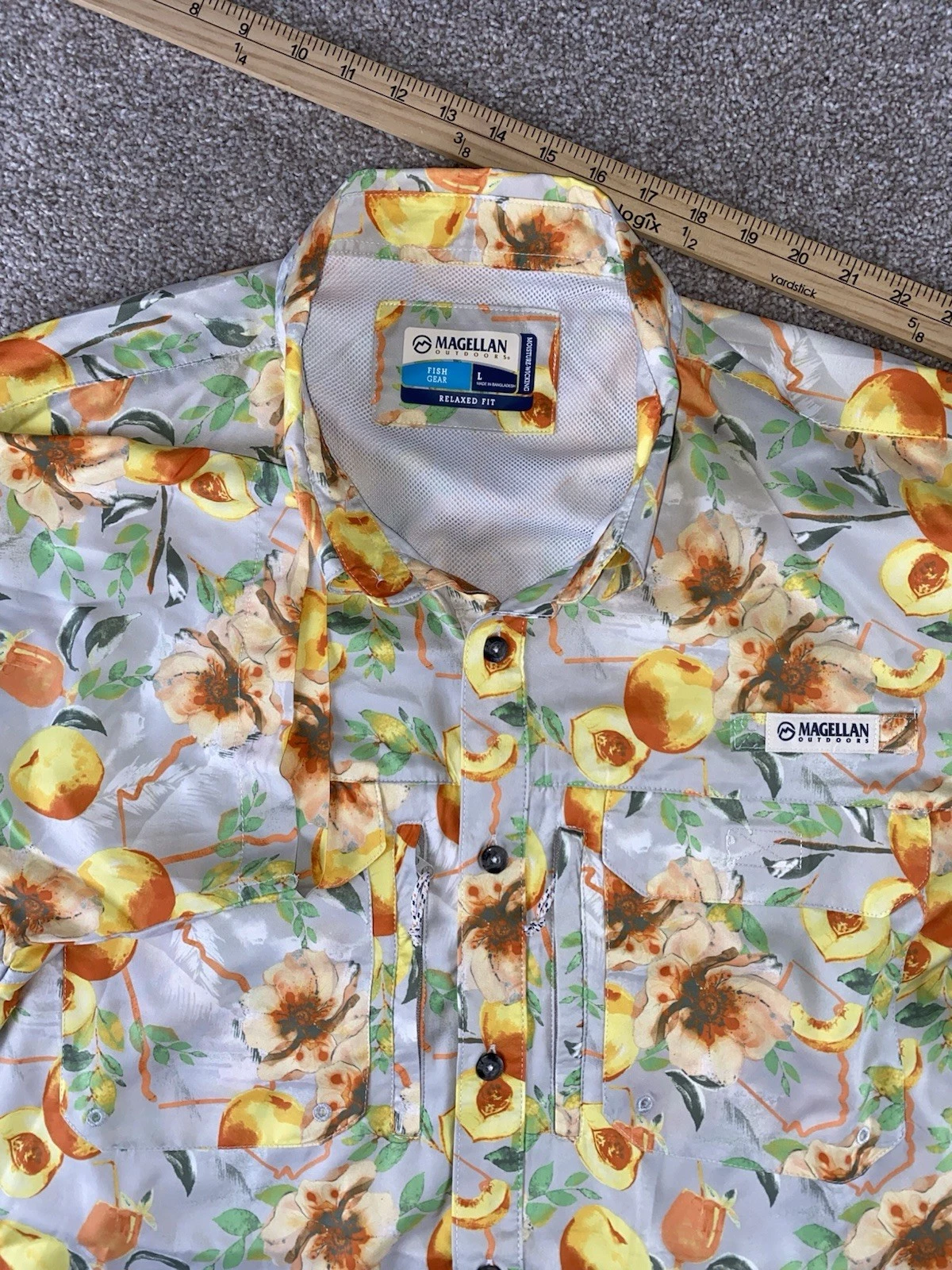 Magellan Fishing Shirt All Over Peach Georgia Print Vented Wicking Men L Classic
Opens in a new wind