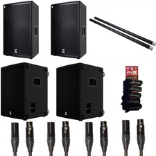 2x Yorkville EF15P Powered Speakers 2 EL18S Powered Subs w/ Poles GOLD XLRs