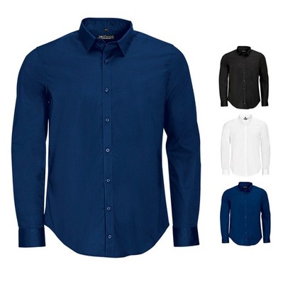 Men´s Long Sleeve Stretch Shirt Blake, Herren Popeline Slim Fit Stretch Hemd