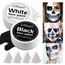 Black and White Face Paint 6pcs Halloween Makeup Kit Professional Oil-Based Full