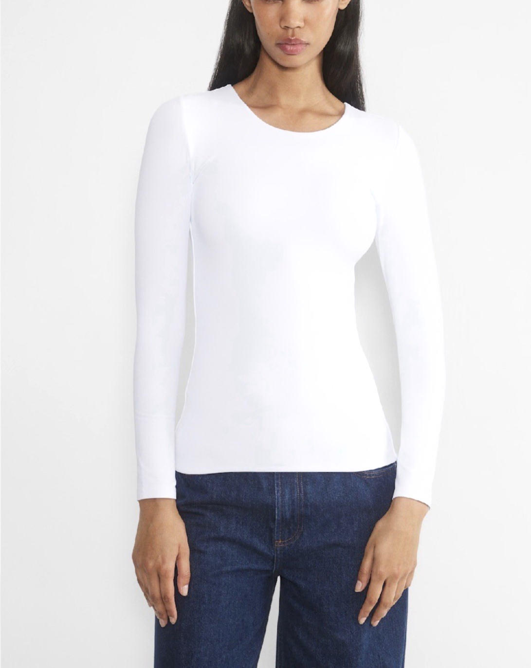 Aritzia Women`s $58 Original Contour Crew Hip Longsleeve Top in White size S