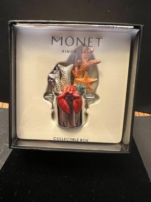 Monet Trinket Box Seafood Pot Lobster Collectible Enamel Keepsake