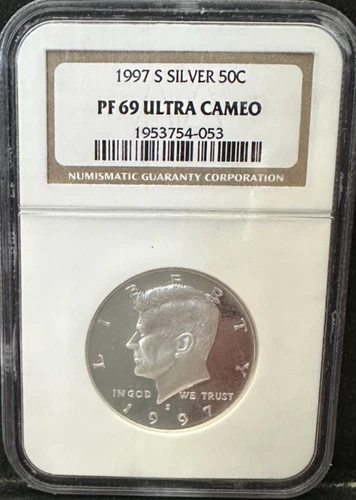 1997-S Silver 90% PF69 Ultra Cameo NGC Kennedy Half Dollar Proof Coin