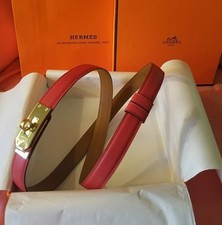 HERMES Red Kelly Leather Belt Women's Belt Size 115 CM / 45 IN with Box
