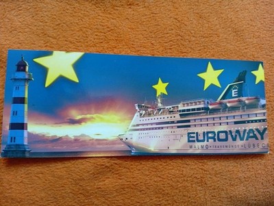AK Werbekarte Euroway Lübeck-Travemünde-Malmö, Sonderf., 24x9cm, ungelaufen     