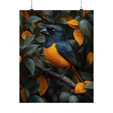 Blue Euphonia Finch Bird Art Print Poster, Wildlife Home Decor, Nature Lover 03