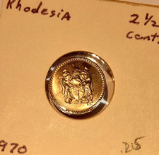 1970 Rhodesien 2,5 Cent CuNi Münze - Stempelglanz / kann Tönung haben