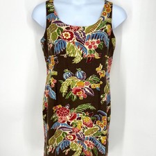 Vintage Talbots Cotton Floral Lined Shift Dress Sleeveless Size 14*