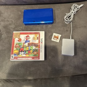 Original Metallic Blue Nintendo 3Ds System With Super Mario 3-D Land Charger !