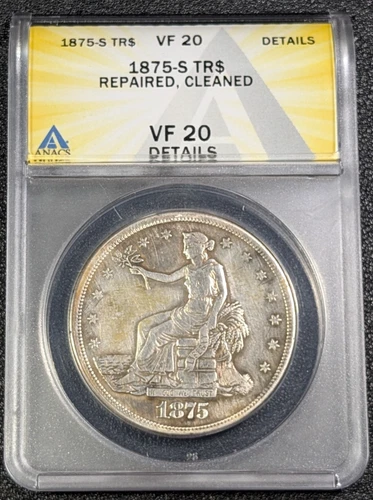 1875-S Trade Dollar $1 - ANACS VF20-Details - Ships Free!