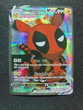 Pokemon PIKACHU DEADPOOL Vcos Cosplay Holo Prism Custom Fan Full Art Card NM-MT+