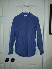 Calvin Klein Men  s Slim Fit Dress Shirt Blue Patterned Size 15 32/33 Medium