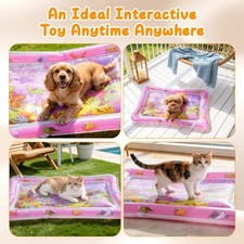 Cat Water Mat Interactive Sensory Play Mat With Floating Fish Toys LED Color Cha
