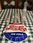 Vintage Pepsi Cola Lot Tin Sign, Mini Bottles, VTG Full Size Bottle, Ornament