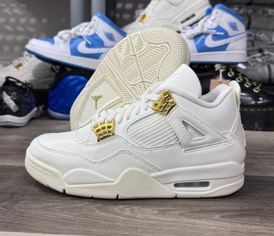 Nike Air Jordan 4 White Metallic Gold Shoes AQ9129-170 Women's
