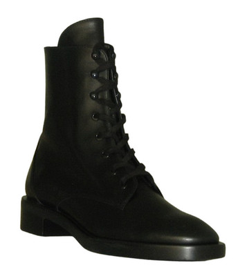 Stuart Weitzman SONDRA SLEEK Lace-Up BOOTIE Leather Women 7.5 Black MSRP$595 NWB