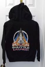    NASA SPACE SHUTTLE LAUNCH BLACK HOODIE PULLOVER SWEATSHIRT SIZE 13/14