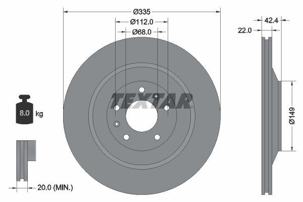 2X Bremsscheibe Hinten Textar 92177005 FÜR Audi Bentley VW-image