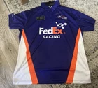 Denny Hamlin Autographed FedEx Racing Jersey Crew Shirt Size Large