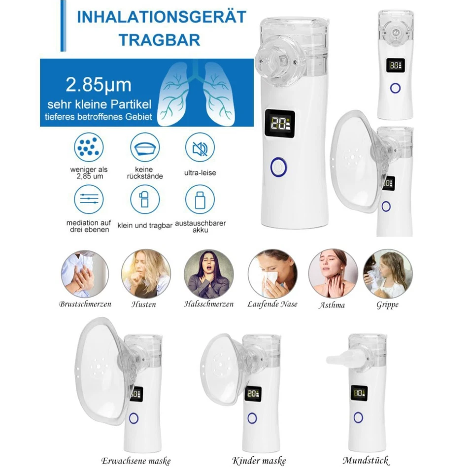 HandyBeer Inhalator | Ultrasonic Mesh Nebulizer | Selbstreinigend + Kindermaske - Bild 4 von 4