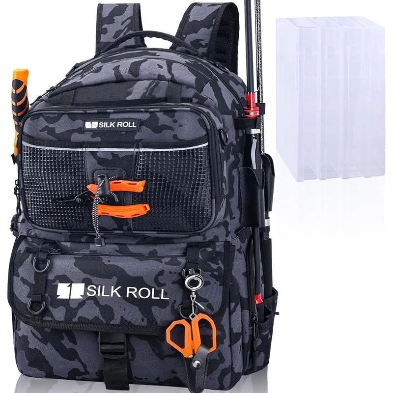 Mochila todo en uno para aparejos de pesca con soporte para caña y cajas de aparejos impermeable nueva Foto 2 de 4