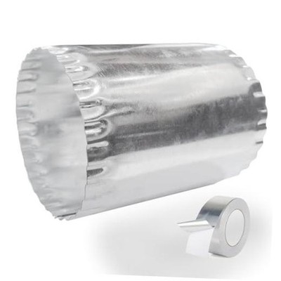 4  Vent Duct Extension Connector with Bead and Crimp, Metal Round Ventilation