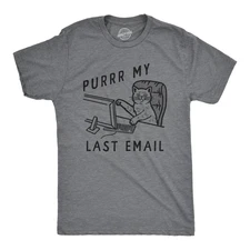Mens Funny T Shirts Purrr My Last Email Sarcastic Kitten Graphic Novelty Work
